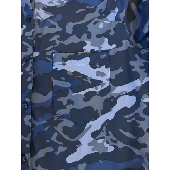 Lysse Grey Camo Shirt Womens Large Bluish Grey Stretch - Picture 3 of 5
